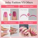 Press on Nails Short 5 Styles, Jofay Fashion 160Pcs Salon-Like Fake Nails with Chrome/Rainbow Laser/Chasing Light Cat Eye Designs, Acrylic French Tip Press on Nails Glue on Nails (A-01 Winter Daily)