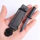 3.9" Neck Knife with Sheath Mini Pocket Knife Necklace Knife for Men, Small EDC Fixed Blade Knives for Hiking Survival Camping Outdoor (Black-Full Blade)