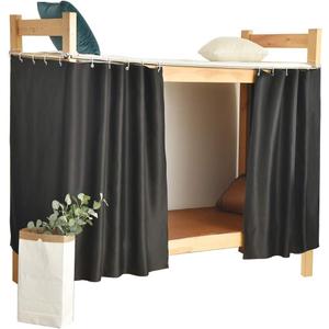 Heavy-Duty Blackout Bottom Bunk Bed Curtains Privacy Canopy Twin Size for Home Dorm, 2 Panels, Black