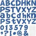Colarr 216 Pcs Glitter Bulletin Board Letters for Classroom Numbers Alphabet 4 Inch Poster Board Letters with Adhesive Dots Punctuation Symbols Cutout Bulletin Display School Decor(Blue)