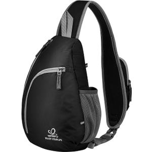 WATERFLY Crossbody Sling Bag Small Water Resistant Backpack Lightweight Shoulder Chest Daypack for Men Women Hiking Travel
