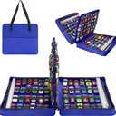 Carrying Case for 104 Toy Car Storage, Portable Container Carrier Organizer (Blue)