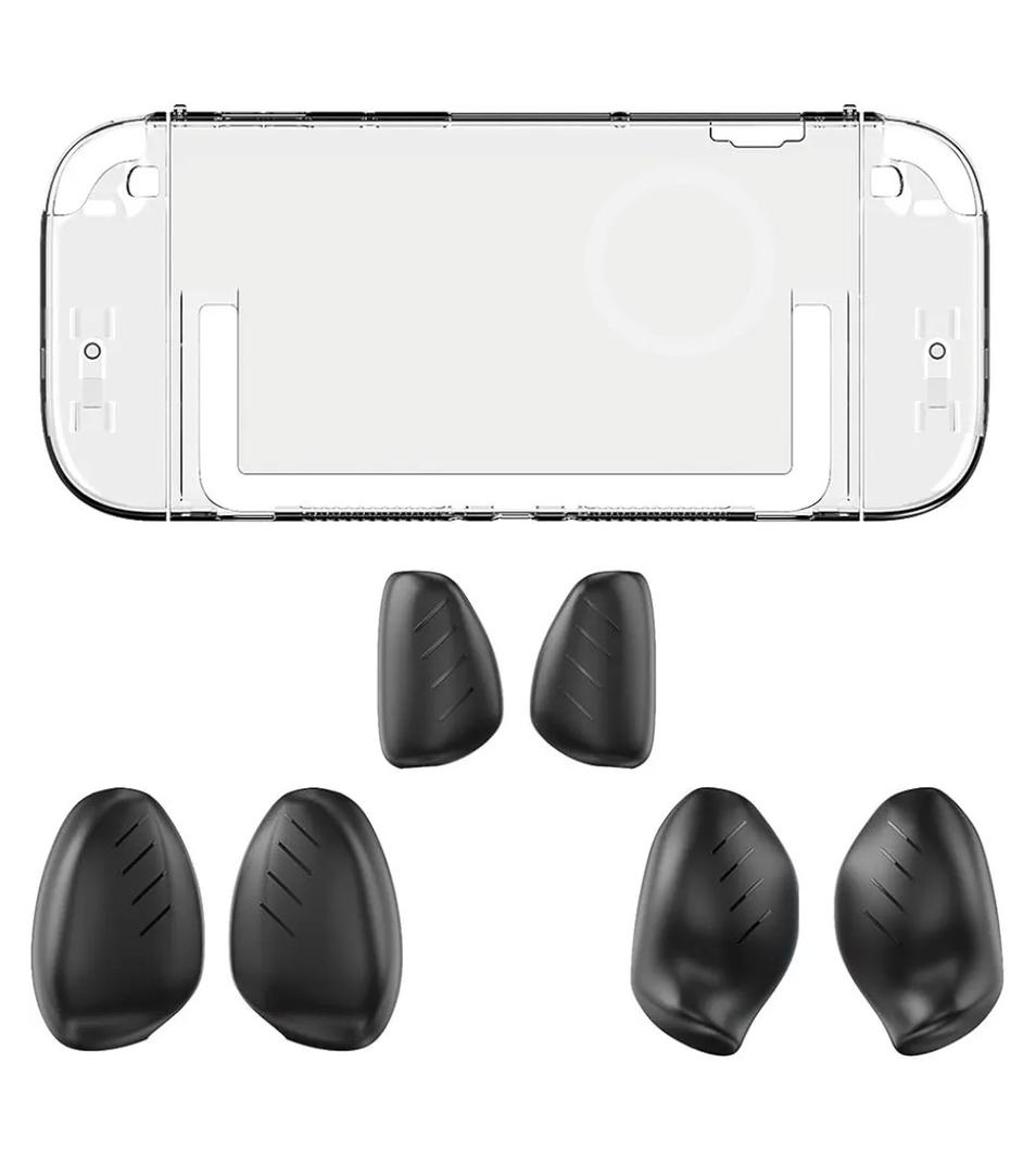 PC Hard Case with Ergonomic Grip for Switch2 (Clear Black Grip)