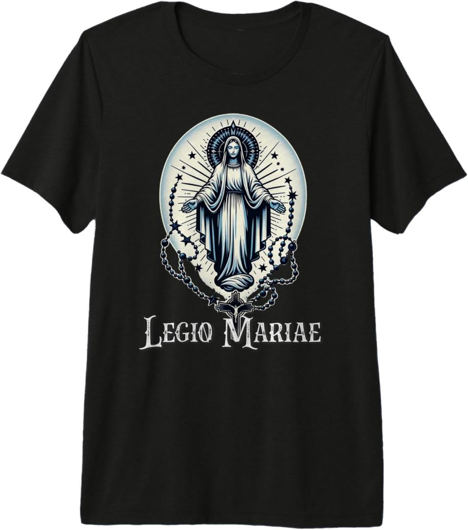 Legion Of Mary Our Lady Catholic Premium T-Shirt (Black, XL)