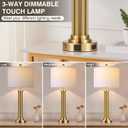 28" Tall Modern Table Lamps Set of 2 with USB C+A Ports and AC Outlet, 3 Way Touch Metal Bedside Lamps for Bedroom, Gold Nightstand Lamps for Living Room