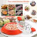 3rd Gen Chicken Shredder Tool Twist Large with Detachable Plate for Easy Transfer, Chicken Breast Shredder, Meat Shredder, Strong Anti-Slip Strip Base, Visible Lid, Ergonomic Handle, Dishwasher Safe (Orange)