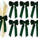 Bow Napkin Rings for Christmas, Wedding, Party, Holiday Table Decor (Dark Green, 6 pcs) 3Pack