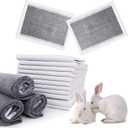 Kathson Rabbit Pee Pads Disposable Cage Liners 50PCS All Absorb Black Carbon Odor Control Bunny Training Accessories with Quick-Dry Surface for Puppy Guinea Pig Kitten Hedgehog Small Animals