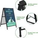 Heavy Duty A-Frame Sidewalk Sign 24 x 36 Inch, Portable Double-Sided Sandwich Board Slide-in Folding Metal Signboard with 2 Plastic Poster Boards, 24 x 36 Inch/1Pack