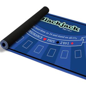 70" x 35" Poker Mat for Table Blackjack Tabletop Layout with Non-Slip Rubber Backing, Waterproof Tear-Resistant Surface for Home Game Nights