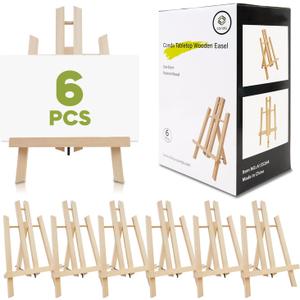 6 Pack 12 Inch Wood Tabletop Easel -Easel Stand for Painting, Perfect for Parties, Art Projects, and Creative Displays