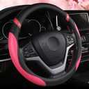 Universal Leather Steering Wheel Cover for Women Steering Wheel Cover for Car 15 inch (Rose)