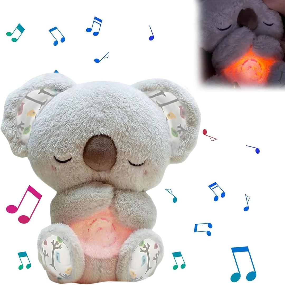 Relief Koala Breathing Stuffed Toy, Anxiety Relief Plush Breathing Animal, Sleeping Koala Plush Breathing with Music Lights and Rhythmic Breathing Movements, Birthday Gifts for Adults and Kids