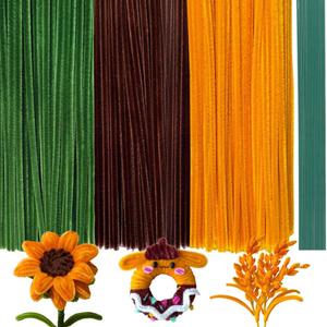 300Pieces Sunflower Color Pipe Cleaners with 20Pieces Flower Stems, Pipe Cleaner Crafts for DIY Art and Craft Projects Creative Gift Party Decorations, Chenille Stems
