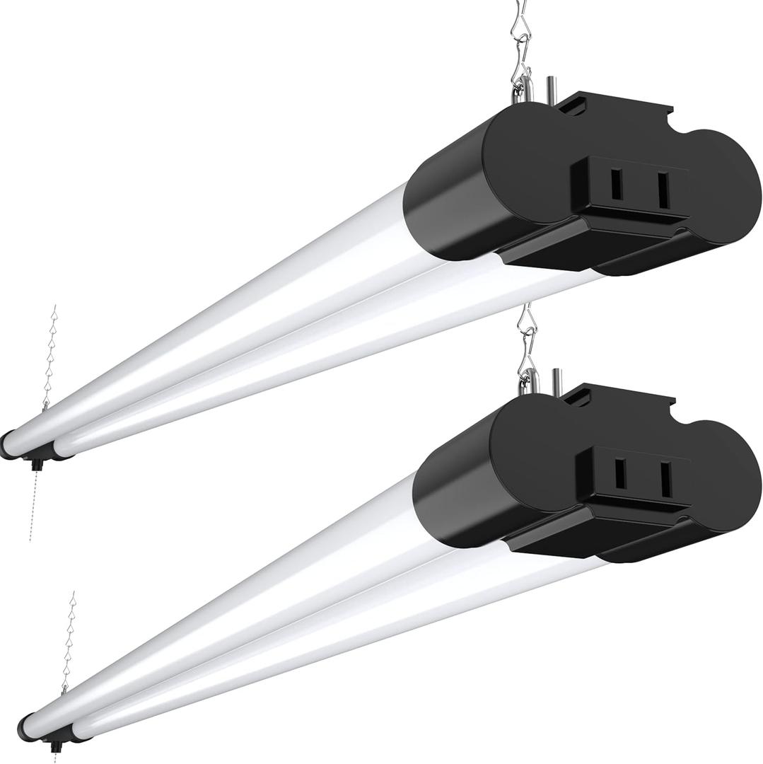 Sunco LED Shop Lights for Workshop 4FT, Linkable Garage Lighting, 4500 LM, 40W (150W Equivalent), 6000K Daylight Deluxe, Surface + Suspension Mount, 48 Inch Integrated Fixture, Black 2 Pack