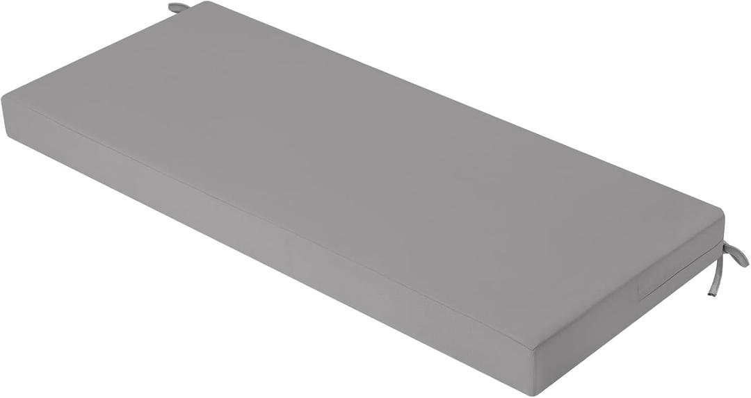 idee-home Outdoor Bench Cushion Waterproof, Bench Cushions for Outdoor Furniture, Patio Porch Swing Replacement Seat Pad with Ties for Garden Backyard, 48 x 18 Inch Grey