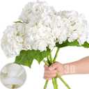 Nubry 22.44In White Hydrangea Artificial Flowers,4Pcs Latex Faux Real Touch Large Hydrangea Flowers with Long Stems & Leaves for Home Office Decor Wedding Party Arrangements(White)