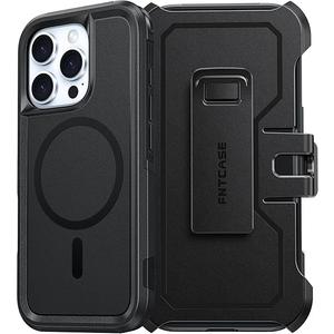 FNTCASE for iPhone 16 Magnetic Case: Dual Layer Shockproof Protective Cell Phone Cover with Rugged Belt-Clip Holster | Heavy Duty Military Grade Drop Protection Non Slip Textured Phonecase 