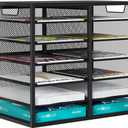PAG Desktop Mail Sorter Industrial Countertop Heavy Duty Literature Organizer Bill Paper Holder Rack Student Mailbox for Classroom 12 Compartments Filing Cabinet for Office Home School, Black