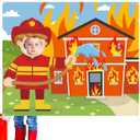 Fire Party Decorations Firefighter Photo Prop Selfie Frame Birthday Decorations Fireman Backdrop Firefighter Firetruck Photo Booth Props Hanging Banner for Kids Baby Shower Birthday Party Supplies