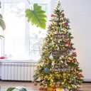 Farmhouse Christmas Decorations with Long Burlap Rustic Plaque Joy to The World Christmas Tree Decorations Large Xmas Wood Tree Hanging Ornaments Sign for Holiday Party Decorative Supplies