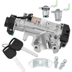 Ignition Switch & Door Lock Cylinder Replacement with 2 Chip ID48 Keys - Compatible with Honda 03-05 Accord, 05-06 CRV, 03-06 FIT, 05-06 Odyssey, 03-05 Civic - OE# 06350-SAA-G30 & 35100-SDA-A71