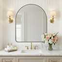 ANDY STAR Arched Mirror, 30 x 36 Inch Gold Wall Mirror in Stainless Steel Metal Frame, Arch Top Rounded Corner 1 Inch Deep Set Design Wall Mount Hangs Vertical