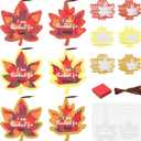 Chiisong 24 Sets Fall Maple Crafts Kit DIY Tissue Paper Sign Crafts for Back to School Fall Harvest Thanksgiving Religious Christian Party Fun Home Actives