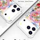 for iPhone 17 Pro Case Magnetic Clear Design,Compatible with MagSafe,Kickstand Vertical/Horizontal,Shockproof Airbag Bumpers Phone Cover - Red Rose Peony Floral