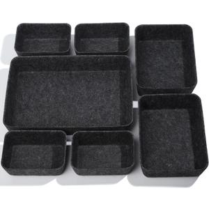 Desk Drawer Organizer,7 Pack Felt Drawer Organizer Shallow Drawer Organizers Felt Storage Bins,Desk organizer trays (Gray)