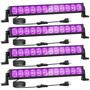 Onforu 4 Pack 42W LED Black Lights, Blacklight Bars with Plug and Switch, Glow in The Dark Party Supplies for Halloween Decorations, Bedroom, Body Paint, Stage Lighting, Poster, Black