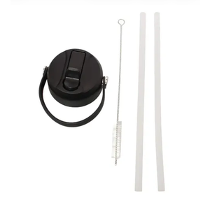 Replacement Flip Top Straw Lid for Standard Wide Mouth Bottles – Approx. 55mm / 2.2” Opening – Compatible with Selected Wide Mouth Bottles Only – Includes 2 Straws & Cleaning Brush.