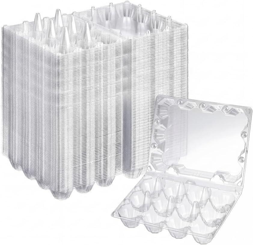 Zubebe 250 Pcs Plastic Egg Cartons Clear Egg Cartons Bulk Blank Tray for Chicken Farm Business Market Home Refrigerator Storage