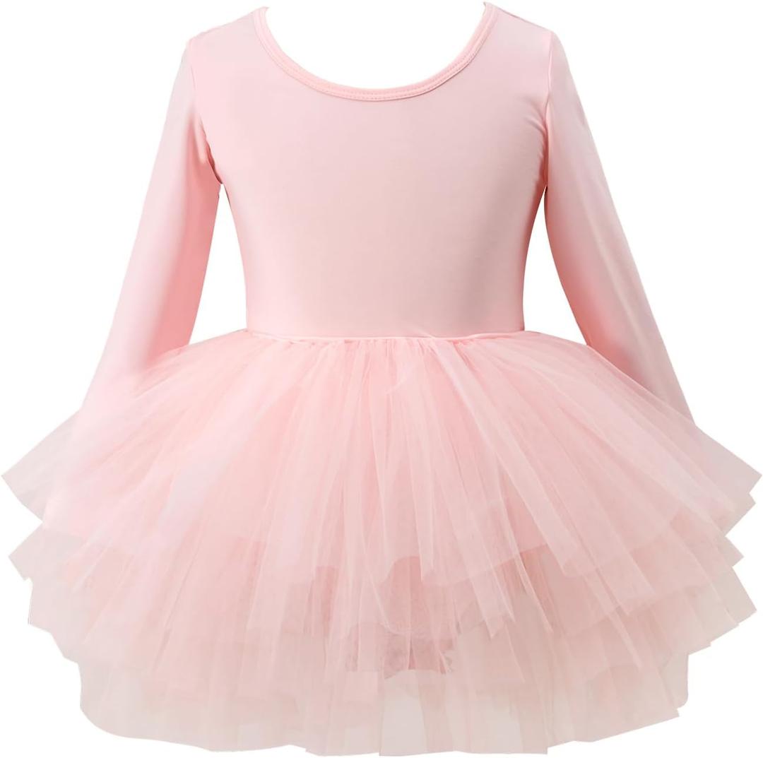 Tutu.kk Girls' Camisole Dance Tutu Leotard with Fluffy 4-Layers Ballet Dress for Ballerina (4-6 T) (Long-ballet Pink)