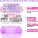 Stainless Steel Bento Lunch Box for Kids, 800ml/27oz BPA-Free Leak-Proof Food Containers with 3 Compartments, Freezer & Dishwasher Safe, Back to School Students Lunches Size for Ages 3-7