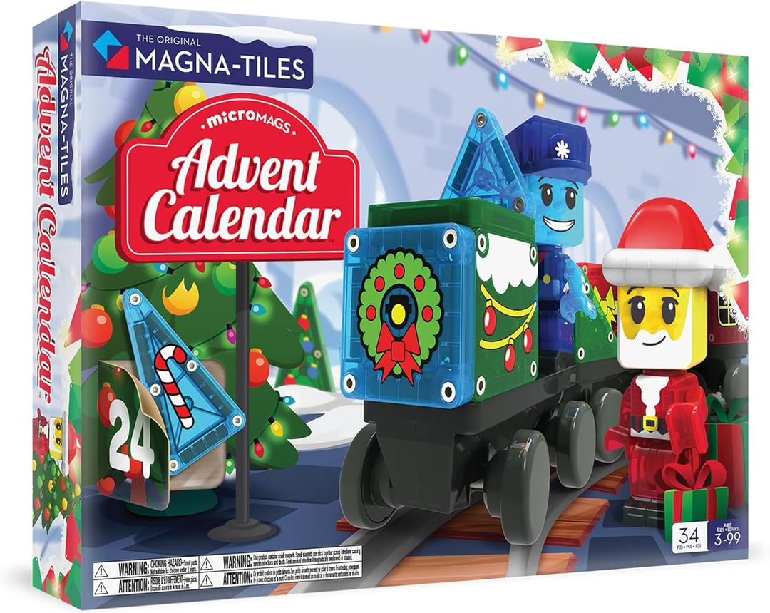 MAGNA-TILES microMAGS Advent Calendar 34-Piece Magnetic Construction Set, The Original Magnetic Building Brand