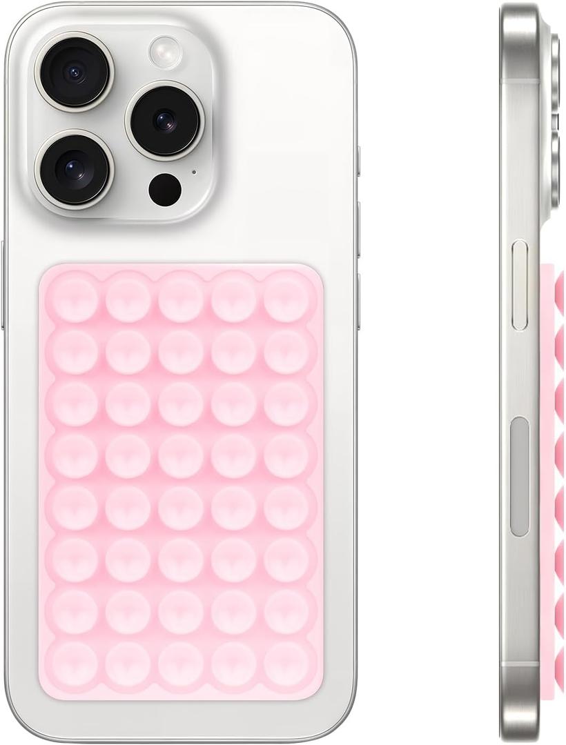 3 x Silicone Suction Cup Phone Case Mount, Hands-Free Strong Grip Holder for Selfies and Videos, Silicon Adhesive Phone Stand Sticky with Higher Suction Power for Cell Phone Light Pink
