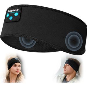 Perytong Sleep Headphones Bluetooth Wireless Sports Headband, Long Playtime Lightweight Headphones Hi-Fi Stereo Ergonomic ASMR Sleep Headphone Cool Gadget Gift for Men Women Black