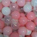 GOGOSO Ball Pit Balls for Toddler, Baby Plastic Playballs Kids Soft Pastel Pelotas Non-Toxic BPA-Free 2pink+White+Clear 100 Balls