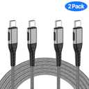 Durcord 2Pack 10ft USB C Charger Cable - 100W Fast Charging for Android/Phone/Pad, Type C to Type C Compatible with iPhone 17/16/15 Pro Plus Max Silver