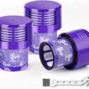 Replacement V10 Filters Compatible with Dyson V10 Cyclone Series,V10 Animal,V10 Absolute,V10 Total Clean,SV12 Crodless Vacuum Cleaners, 3 Filters,1 Cleaner Brush, Replace Part #969082-01