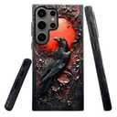 DAIZAG Case for Samsung Galaxy S23 Ultra,Military-Grade Protection Cover,Crow Bird Moon Gothic Dark Wooden（Glossy）