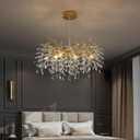 Tree Branches Chandeliers Luxury Round Crystal Pendant Light 8 Light Ceiling Hanging Light for Dining Room Bedroom Living Room Entryway Gold 23.7"
