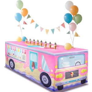 8FT Ice Cream Party Tablecloth,Ice Cream Birthday Party Decor for Baby Shower Sweet One Birthday Donut Themed Party Supplies (96" x 30" (Rectangular))