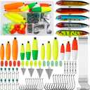SILANON Catfish Rig Catfishing Tackle Making Kit, 86pcs Catfish Tackle Kit Santee Rig with Catfish Floats Peg Floats Rattle Beads Catfish Hooks Swivels Pyramid Weights Catfishing Gear Equipment