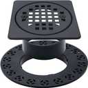 4 Inch Drain Grate Kit Compatible with Schluter Kerdi-Drain Flange Square Shower Floor Drain SS304 Stainless Steel and ABS Material - CUPC Certification, Matte Black