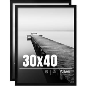LaVie Home 30x40 Picture Frame 2 pack, Display Pictures 30 x 40 Poster Frame, 30x40 Black Photo Frame with HD Plexiglass, Display Frame for Vertical or Horizontal, Classic Collection