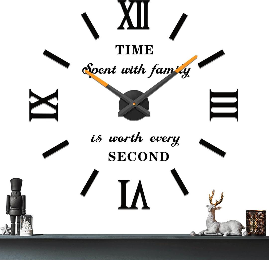 VANGOLD Wall Clock for Living Room Decorations Gift (Black)