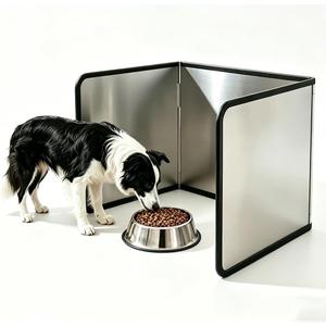 Foldable Stainless Steel Cat & Dog Splash Guard – Black Foam Strap & Edges, Food & Litter Spill Protector for Messy Eater Pets, Walls & Floors & Kitchen (15.7 * 11.8 in-2 Sises)