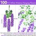 100 Pack Purple Artificial Wisteria Hanging Flowers,Fake Hanging Wisteria Garland for Decoration (3.6 Ft/Pcs)